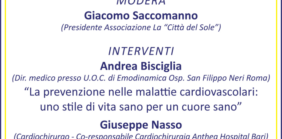 Prevenzione mattie cardiovascolari – ULIVETO PRINCIPESSA PARK HOTEL – S.P.1 Km 16+400 89022 – Cittanova (RC) 25 SETTEMBRE 2015 ore 17.30 – sala congressi
